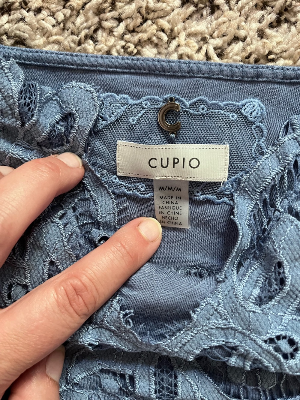 Cupio Blue Lace Empire Waist Babydoll Cami Tank Top Medium - Picture 5 of 6